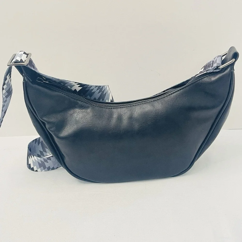 Montana West Crescent Black Bag Adjustable Geometric Shoulder Strap‎